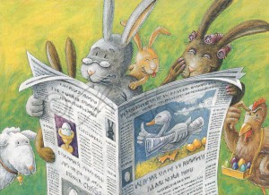 Illustrationen für Kinder: Illustration zu Ostern, Postkarte für ein Abo-Magazin, Leipziger Volkszeitung